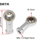 6mm Rod End Bearing Right Hand Thread M6x1 Self Lubricating Joint Metric Rod End 4 Pack 14 Degree Misalignment Heavy Duty High Static and Dynamic Load Capacity for Mechanical Assemblies, 6mm bore
