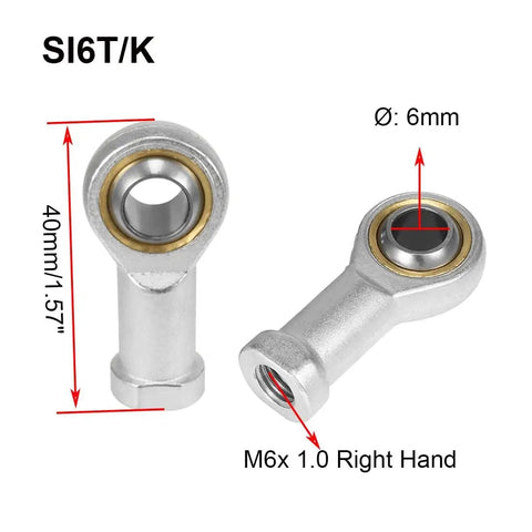 6mm Rod End Bearing Right Hand Thread M6x1 Self Lubricating Joint Metric Rod End 4 Pack 14 Degree Misalignment Heavy Duty High Static and Dynamic Load Capacity for Mechanical Assemblies, 6mm bore