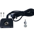 Front view of ESD grounding kit: black plastic module with central grounding socket, long cord, screws and washers.