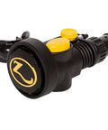 Octo Z II Combination Regulator And Inflator With High Flow QD Connections, corrugated hose disconnect, black and yellow design
