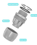 Exploded view of 16 Pack 3/4 Inch Liquid Tight PVC Connector Fittings NPT Non Metallic Nylon 6 Electrical Conduit UL Listed with components labeled