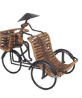 Killer Vintage Asian Rickshaw Driver Card Holder With Sleek Metal Body And Super Cool Rattan Detailing Perfect For Your Desk Or Shelves Bringing Fresh Home Office Energy To Your Space At Seven By Four Inches Wide.