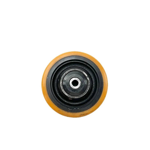 150X50 Or 60-12Mm Forklift Stabilizer Wheel Oller Part For Heavy Duty Equipment Replacement, top view of durable wheel with orange rim.