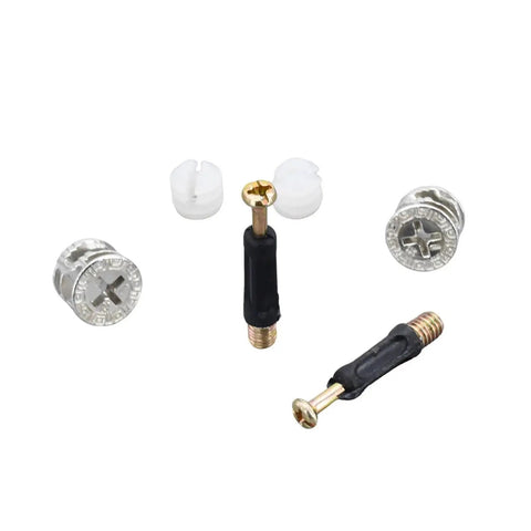 Cam Lock Connectors M6 Set For Flat Pack Furniture, 50 Or 100 Pieces Hidden Fastener Hardware, includes cam, screw bolt, cap