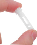 Close-up of hand holding a white stem part from a Vertical Blind Repair Kit With Slats Stems For DIY Quick Replacement Of Vertical Blinds Parts Practical Window Carrier Accessories And Restoration For A Smooth Functional Look.