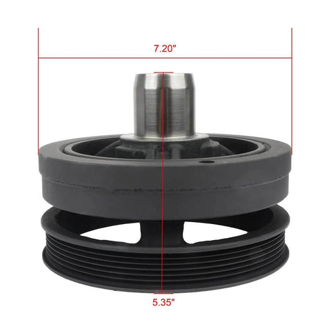 Crankshaft Belt Drive Pulley Replacement For Chrysler Aspen 2007 And Dodge Dakota 2000 2010, front view with dimensions