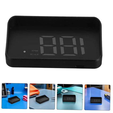 Vehicle Speedometer Display With Green LCD For Cars, Universal HUD Head Up Display, real-time speed tracking on desk