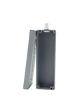 Push button switch control station box, cast aluminium IP67 enclosure with white push button, lid view, 22mm holes