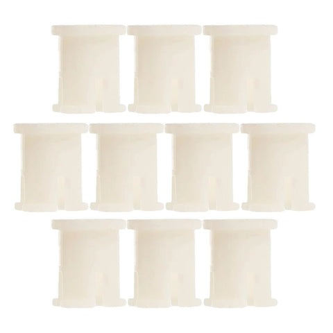 Plastic Caster Socket Inserts 10-Pack, Swivel Caster Stem Sleeves for Office Chair Feet, Light Yellow, arranged in grid