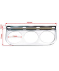 Front view of chrome BAGARAATAN triple gauge mounting panel with three 52mm openings and top bracket