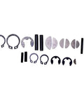 450 Piece Semicircle Key Spring Pin E Clip Kit For DIY Projects And Home Workshop Repairs Versatile Assortment In Sizes 2.5mm To 6mm With Plenty Of Each Size For Your Garage Or Shop. assorted metal semicircle keys, spring pins, and E clips in sizes 2.5mm to 6mm