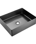 USZWBY Bathroom Vessel Sink Stainless Steel Countertop Sink Hotel Bathroom Vessel Sink Rectangular Countertop Sink Art Basin, L 19.7 Inch × W 15.7 Inch × H 5.1, black brushed finish.