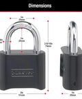 Dimensions of Black Combination Padlock With Your Own No Fuss Four Digit Code For Indoor And Outdoor Use, Model 178D