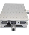Top view of Built Tough Two Axis Portable Xy Motion Table For Welding Laser Marking And Engraving Machines with silver finish.
