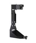 Rock Solid High Lift Jack Mount Bracket For Jeep Wrangler YJ TJ JK JL, black steel construction, side view, robust design for off-road use.
