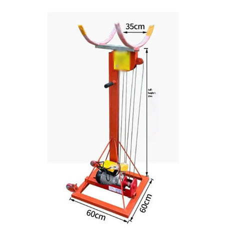 Compact Portable Cargo Lift Platform For Warehouses And Shops With Massive Load Capacity And Smooth Operation To Easily Move Heavy Goods Through Rolling Shutters Fast, showing dimensions and motor details.