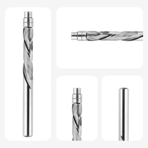 Spiral Flush Trim Router Bit 1/4 Inch Shank, 1-1/8 Inch Cutting Length, Extra Long 3 Inch Overall Length in detail