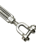 Rock Solid Heavy Duty 3/8X6 Jaw Jaw Turnbuckle Built Like A Tank With Premium 316 Stainless Steel angle showing tensioning screw