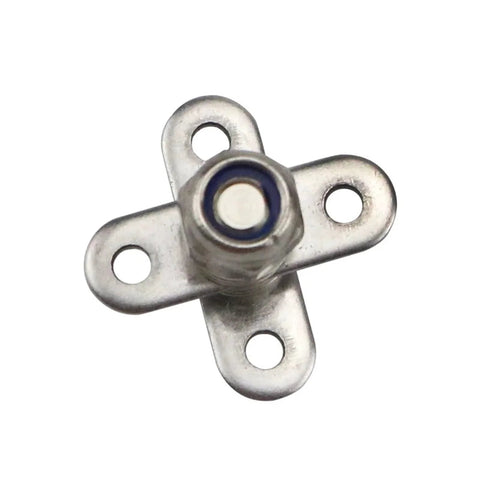 Square stainless steel damping torque hinge with four mounting holes and center bearing