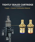 Copper and ceramic cartridges of Polished Gold Widespread Bathroom Sink Faucet With Crystal Handles Three Hole Brass Lavatory Vanity Tap