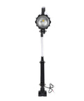 Built Tough 24W Wood Lathe Lamp Cutting Through Dark Shadows With Crisp Flicker Free Led Light And A 360 Swivel Head On A Flexible Gooseneck Arm For Cnc Mills And Workshops, showcasing a silver lamp with black accents.