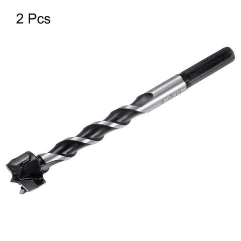 Pro Level Tungsten Carbide Forstner Drill Bits Two Piece Set showing one drill bit with 3/4 inch wood bore and hex shank.