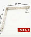 10 Pack 3mm Stainless Steel Corner Brace Brackets Heavy Duty L Shaped Angle Supports With Satin Finish side view showing dimensions.