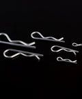 100 Pcs R Pins Hairpin Clips Set Carbon Steel Zinc Plated Heavy Duty Assortment Kit With 6 Sizes For Hitch Pin Lock System Retaining Pins And Trailer Fasteners on black background