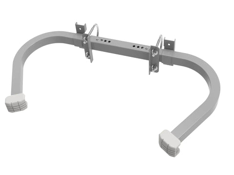 Adjustable Aluminum Corner Ladder Stabilizer With Non Slip Creamy White Rubber Mat C Shaped Roof Ladder Hook Stabilizer Wall Protector And Scratch Resistant Fits Most Ladders No Fuss Easy Install Heavy Duty Yet Lightweight Build, gray aluminum with rubber pads