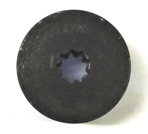 High Grade Steel Three Jaw Coupler For Machines Matching Five Eighths Inch Shaft With Nine Tooth Splined Ends, top view.