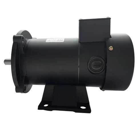 Beefy DC Motor One Quarter HP 56C Frame 90V 1750 RPM TEFC Permanent Magnet Dual Mount, side view with durable mounting base.