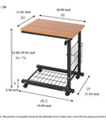 Grab And Go Rolling Laptop Desk Stand With Locking Wheels Adjustable Mobile Workstation Table dimensions and design overview.