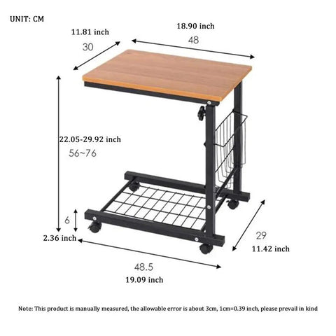 Grab And Go Rolling Laptop Desk Stand With Locking Wheels Adjustable Mobile Workstation Table dimensions and design overview.