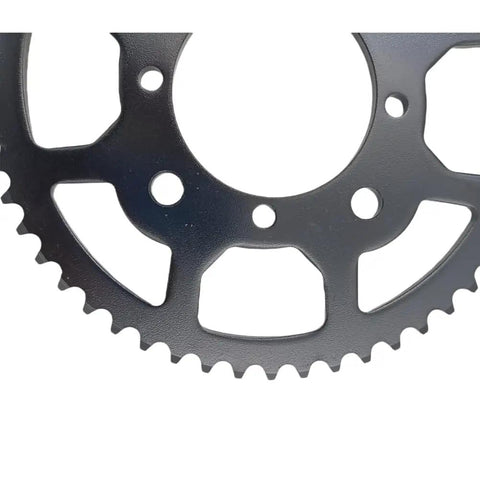 Close-up of 53 Tooth Rear Chain Sprocket With 76Mm Center Bore for 420 Chain, steel construction for dirt bikes and motorcycles.