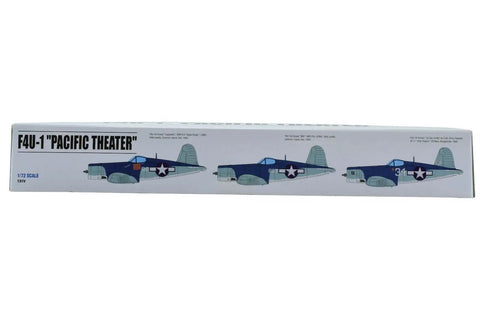 Box art of F4U-1 Pacific Theater 1:72 Plastic Model Airplane Kit With Detailed Parts, 6 Inch Wingspan, Includes 3 Decal Sheets