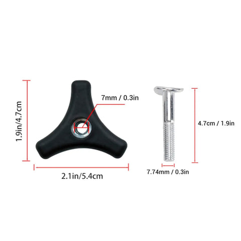 Sturdy 5 Piece Lawn Mower Handle Knobs Set With Head Screws And Nuts, Hard Plastic Metal Kit For Durable Replacement Parts And Upgrades To Fix Your Yard Equipment Smoothly Today. black 54mm handle knob and 4.7cm screw with 7mm hole