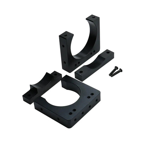 Premium CNC Aluminum Spindle Motor Fixture Clamp Bracket for Openbuild Engraver Router with multiple components and screws.