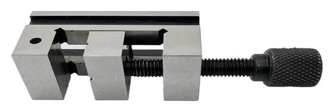 Steel Vise For Milling Machines QGG25 1 Inch Clamp, 25mm Jaw, High Precision 0.005mm Tolerance, Heavy Duty Milling Vise With Rock Solid Hold, Ideal For Inspection, Grinding, And Precise Part Clamping. Steel milling vise with 25mm jaw and knurled screw, side view