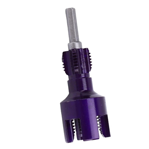 Eujgoov Heavy Duty Pipe Threader Kit With 3/4 Inch And 1/2 Inch Dies For Electric Drill High Speed Metal Cutting Tool with purple die.