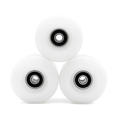 White Lit Up Quad Roller Skate Wheels With ABEC Nine Bearings 32mm By 58mm Durable Durathane for Indoor and Outdoor Skating