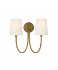 BZXNC Indoor Wall Sconce Fixture, 13" Modern Reading, White Fabric Brass with double white shades and brass frame.
