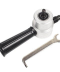 Double Head Sheet Metal Nibbler Saw Cutter Power Drill Attachment for Straight and Curve Cuts with ergonomic handle and wrench
