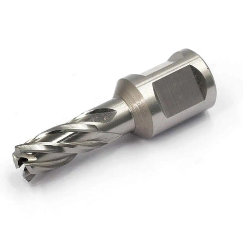 Heavy Duty High Speed Steel Annular Cutter With Rock Solid Weldon Shank And One Inch Cut Depth Slices Through Steel Like Butter On Magnetic Drills Milling Machines 7 16 Inch, showing a detailed view.