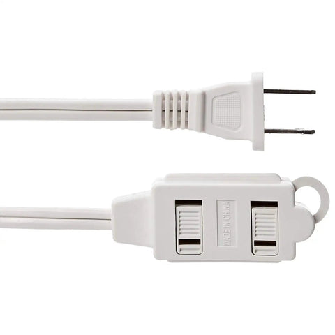 Six Foot Indoor Polarized Extension Cord Power Strip With Two Outlets, 13 Amps, 1625 Watts, 125 VAC, Standard Plug, White