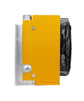 Side view of Beefy Industrial Blower Fan For Air Cooler And Hydraulic Cooling System 24V DC with yellow casing