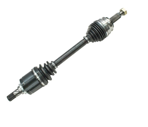 Mitsubishi Lancer Front CV Axles For 2008 To 2017 FWD Automatic CVT Compatible Pair Ready To Install New DTA Left And Right Axles Will Not Fit Ralliart Or Evolution Trims 12 Month 12000 Mile Warranty, single front axle on white background