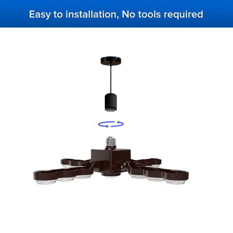 Installation view of Infrared Sensor LED Garage Light 60W 480W Equivalent Deformable Ceiling Light With Four Adjustable Panels