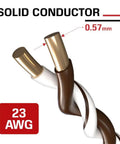 Close-up of Cat6 Ethernet Cable 1000ft Bulk White, Solid 23AWG CCA Conductors, 0.57mm thickness, UTP high-speed network cable for gaming.