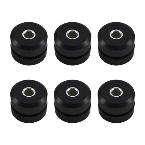Heavy Duty Vibration Mount Isolators Set Six Piece Kit Compatible With TK SB 100 110 190 Models Direct Fit Replacement For 917709 Parts six black rubber isolators stacked on a white background