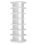 7 Tier Rotating Shoe Rack With 360 Degree Spin, Holds 28-32 Pairs, Lazy Susan Style Shoe Organizer Tower For Closet, Bedroom, And Entryway, White Space Saving Design, full view
